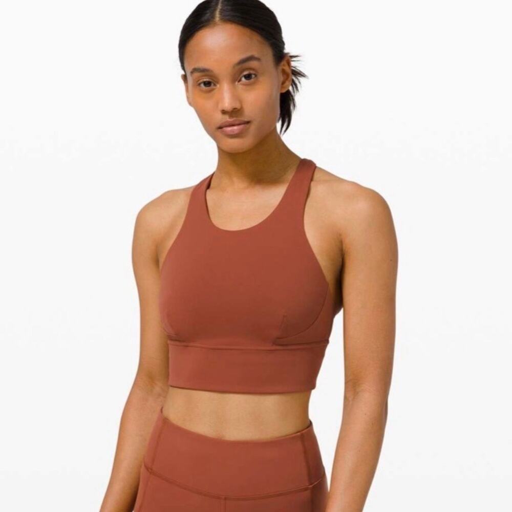 Lululemon Wunder Train Longline Bra In Dark Terracotta Size 6
